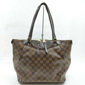 Louis Vuitton Brown Damier Ebene Canvas Shoulder Bag with Dark Brown Trim